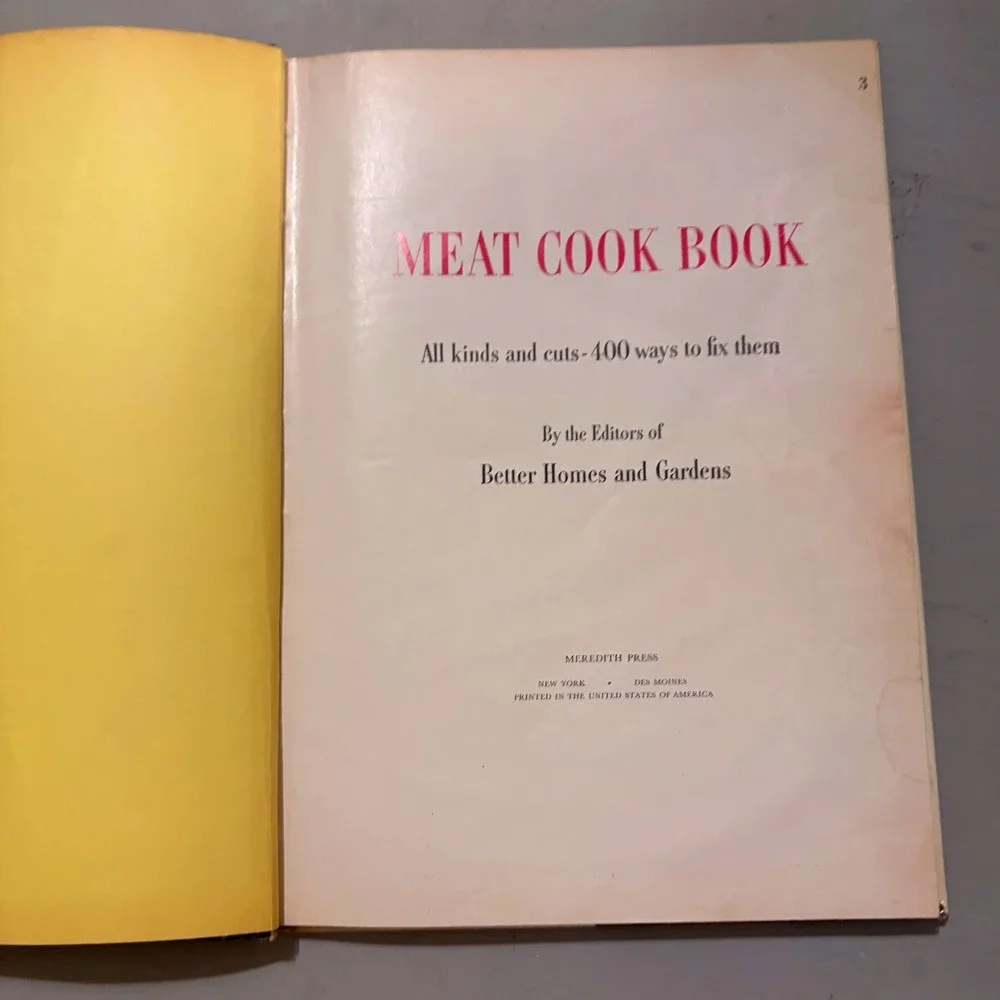 Vtg 1965 Better Homes Gardens Meat CookBook Retro MCM Kitchen Kitsch Cottagecore